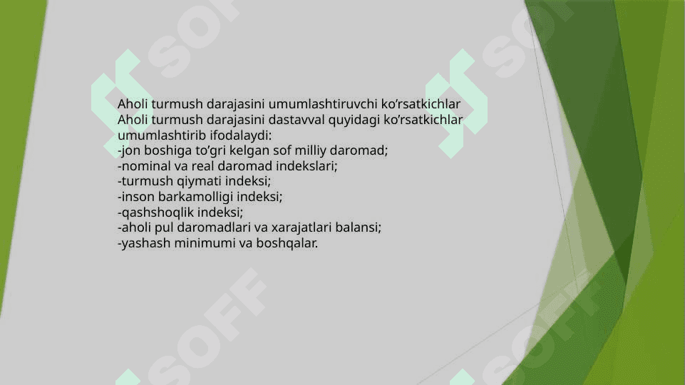 Aholi turmush darajasini tavsiflovchi statistik kòrsatgichlar va ularning mohiyati 2