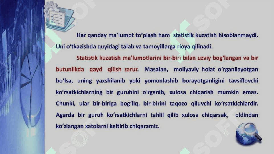 Statistik tadqiqotlarda statistik       kuzatishni tashkil etish 5
