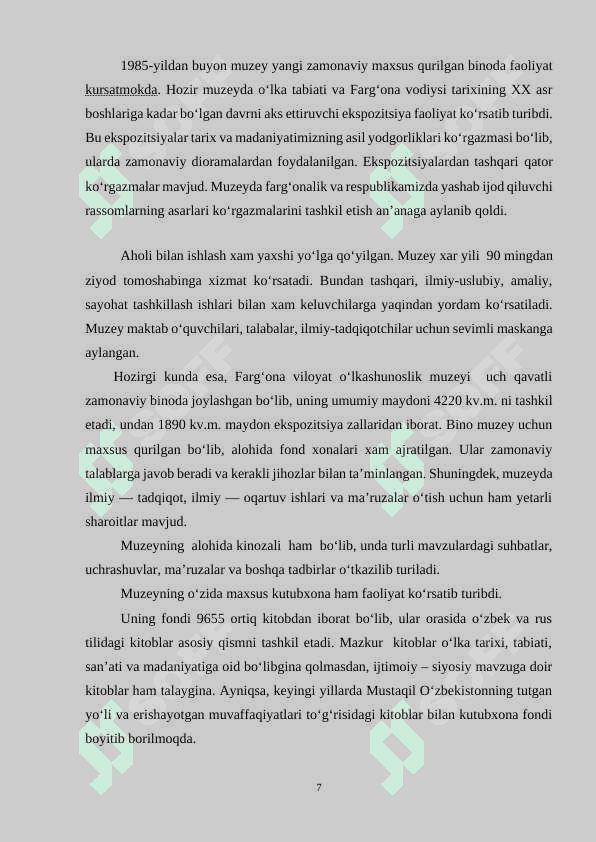 FARGʻONA VILOYATI TARIXI VA MADANIYATI TARIXI MUZEYI 7