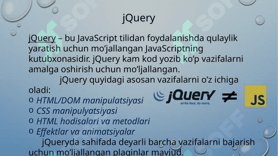 jqueryga kirish, asosiy tushunchalar 2