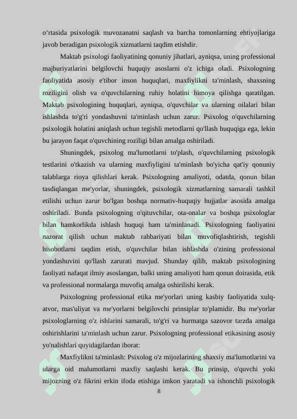 MAKTAB AMALIYOTCHI PSIXOLOGINING HUQUQ VA MAJBURIYATLARI 7