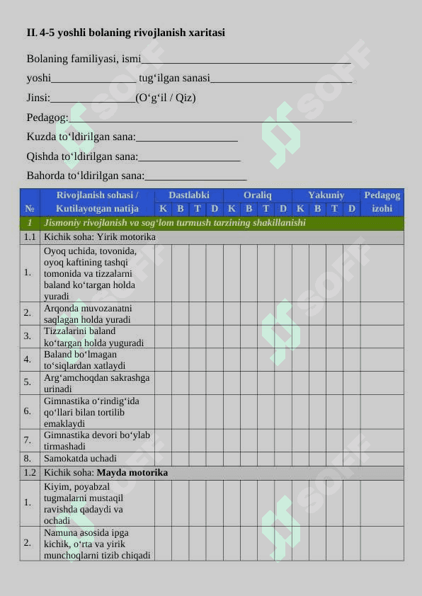 O'rta 4-5 yosh.05-04  Bolaning rivojlanish xaritasi 3