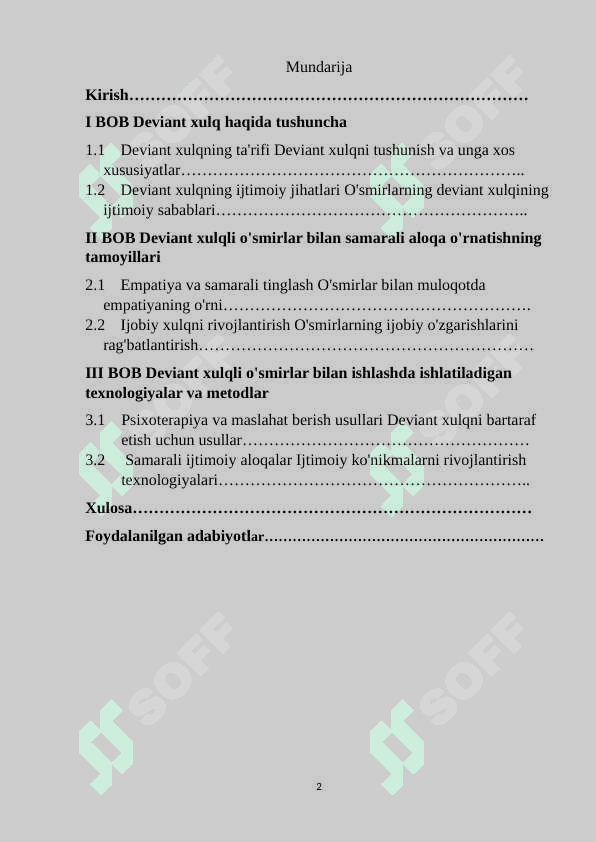 Deviant xulqli o'smirlar bilan samarali aloqa o'rnatish texnologiyalar 2