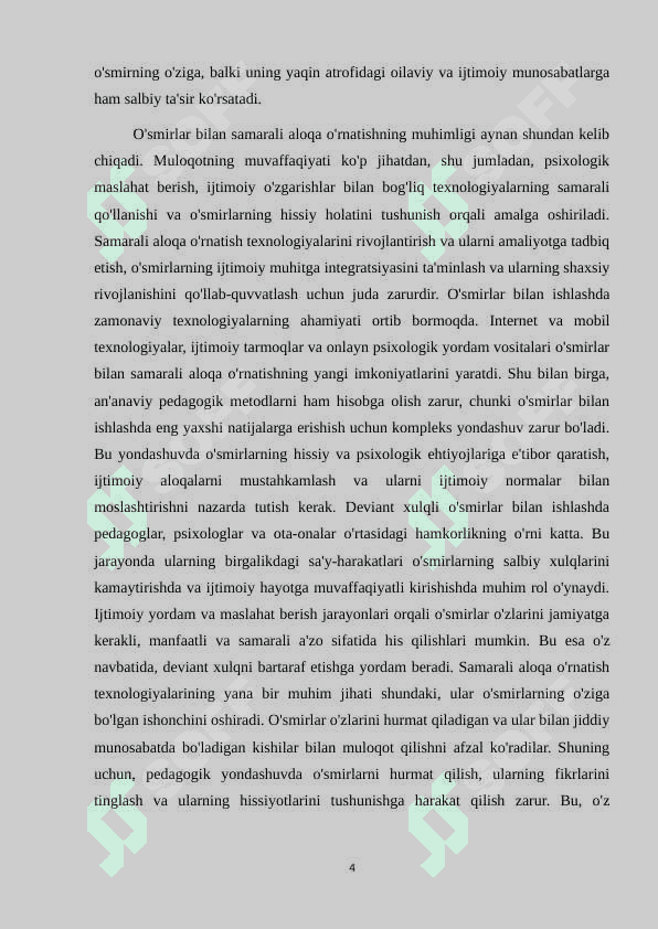 Deviant xulqli o'smirlar bilan samarali aloqa o'rnatish texnologiyalar 4