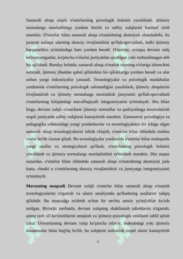 Deviant xulqli o'smirlar bilan samarali aloqa o'rnatish texnologiyalar 7