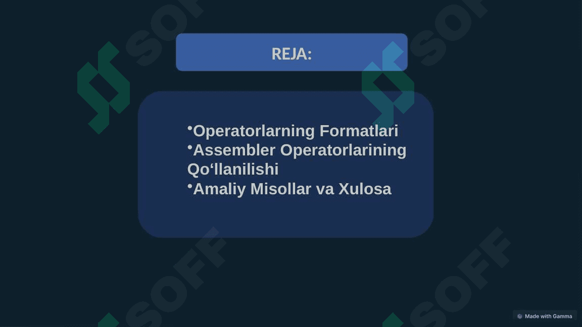 Assembler Tilida Operatorlarning Formatlari va Qo‘llanilishi 2
