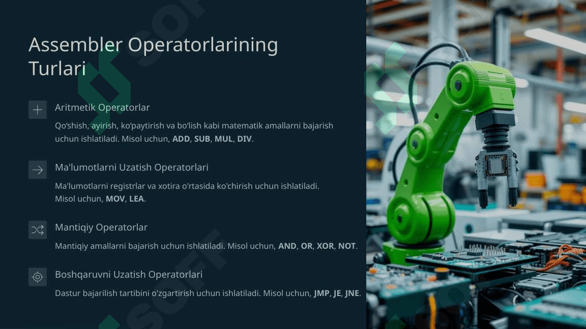 Assembler Tilida Operatorlarning Formatlari va Qo‘llanilishi 4