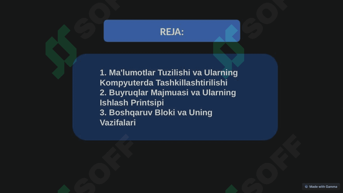 Kompyuter Arxitekturasi Ma'lumotlar, Buyruqlar va Boshqaruv 2