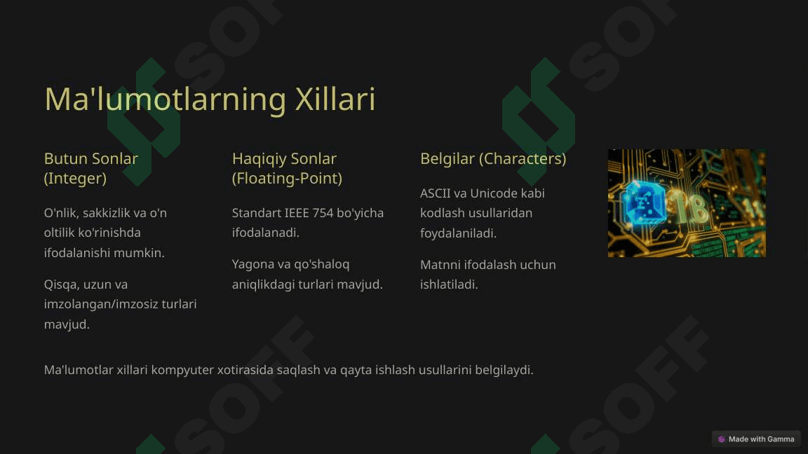 Kompyuter Arxitekturasi Ma'lumotlar, Buyruqlar va Boshqaruv 3