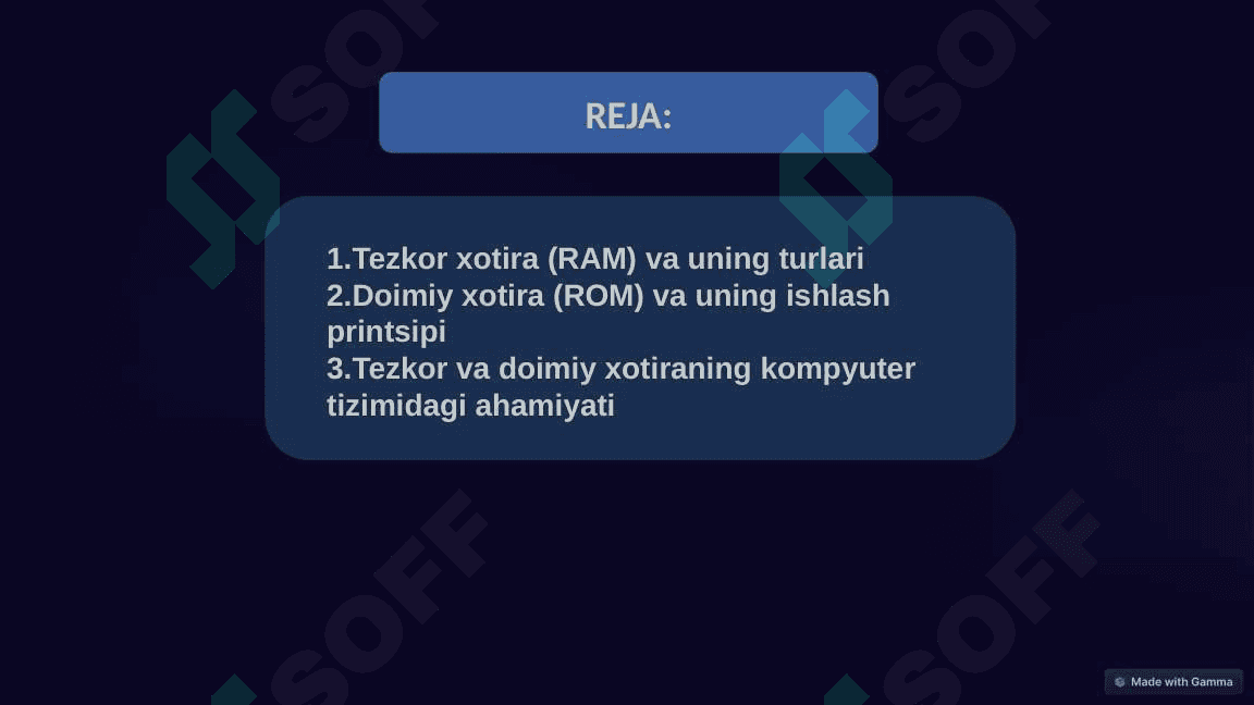 Tezkor va Doimiy Xotira Qurilmalari 2