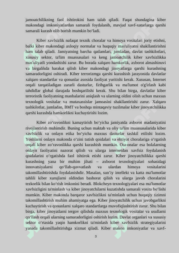 Kiber makon kiber terrorizm kiber zoʻravonlik tushunchalarining mohiyat 3