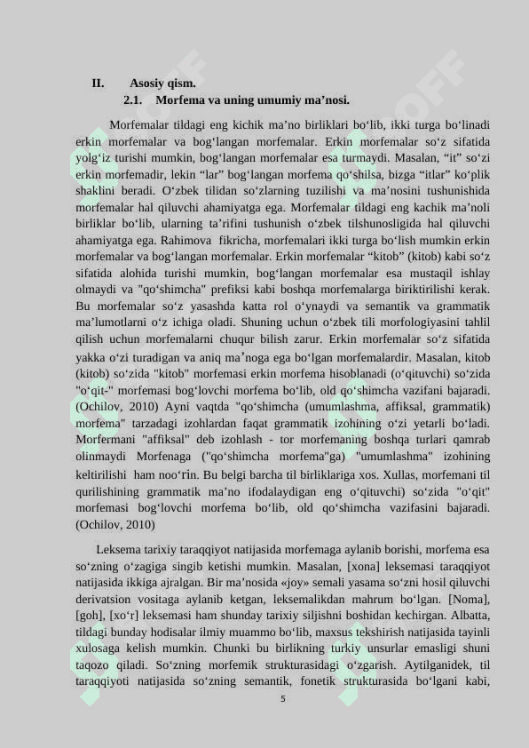 Tilshunoslik yo'nalishida "Morfema tavsifida grafikli organayzerlar"mavzusida Kurs ishi 5