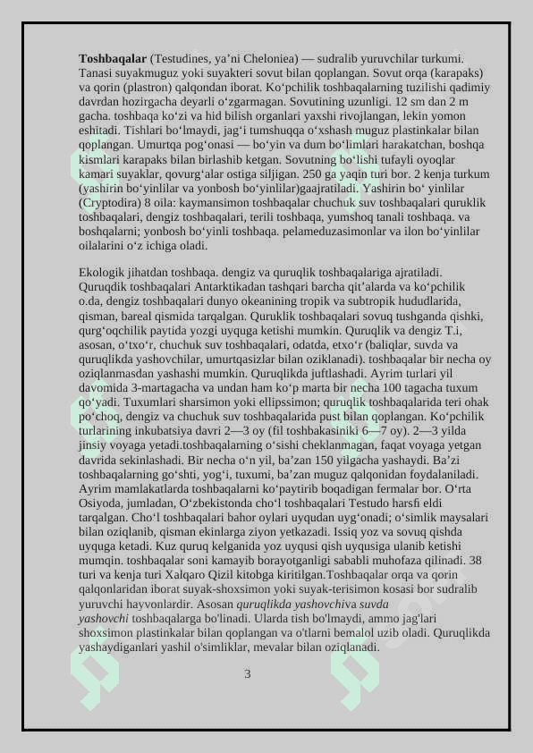 “TOSHBAQALAR TUZILISHINING ASOSIY XUSUSIYATLARI TURLARI TARQALISHI 3