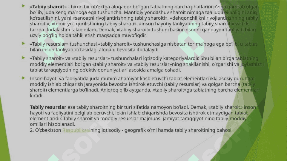 O‘zbekistonning tabiiy sharoiti va resurslarini iqtisodiy geografik baholash 2