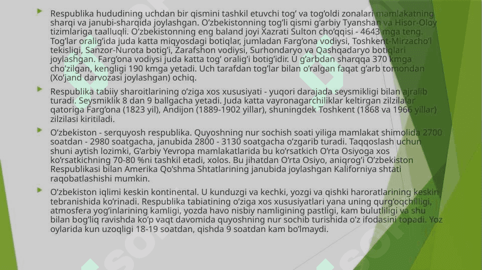 O‘zbekistonning tabiiy sharoiti va resurslarini iqtisodiy geografik baholash 4