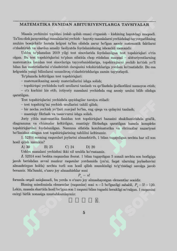MATEMATIKA DTM-2019 ORIGINAL BAZASI 5