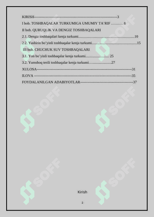 Toshbaqalar tuzilishining asosiy xususiyatlari, turlari, tarqalishi 2