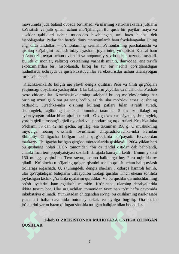 QUSHLAR SINFI 6