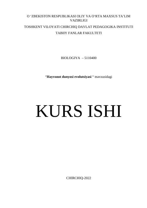 Hayvonot dunyosi evolutsiyasi 1