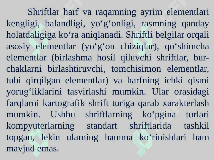 Shriftlar. Kartadagi yozuvlarni taxrirlash 2