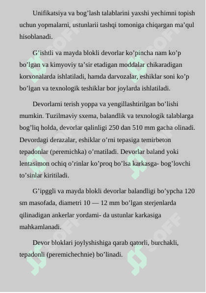 Engil po’lat asbestsement listlardan tayyorlangan sanoat binolarining devorlari. Yuk ko’tarmaydigan devorlar. G’isht, mayda va yirik bloklardan terilgan sanoat binolarining devorlari 4