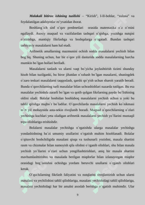 IV sinfda matnli masalalar ustida ishlash 8