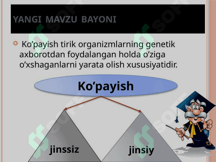 ORGANIZMLARNING JINSSIZ KO'PAYISHI MAVZUSIDAGI BIR SOATLIK DARS ISHLANMA 5