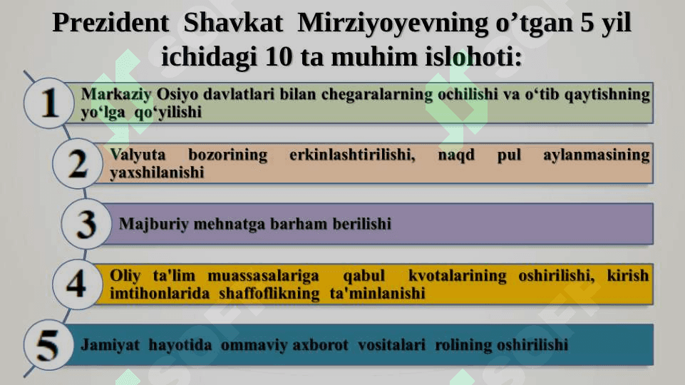 MAVZU. YANGI O‘ZBEKISTONDA AMALGA OSHIRILAYOTGAN ISLOHOTLAR. 3