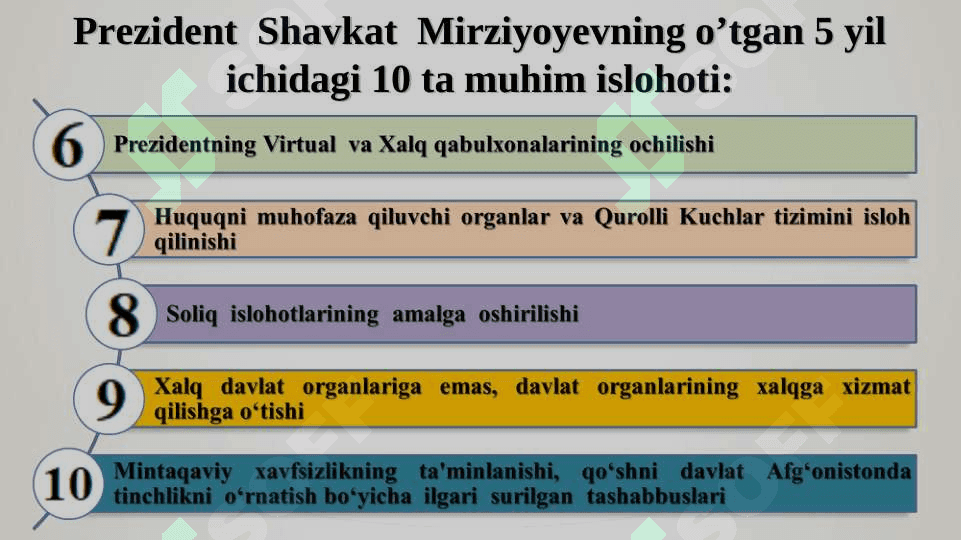MAVZU. YANGI O‘ZBEKISTONDA AMALGA OSHIRILAYOTGAN ISLOHOTLAR. 4