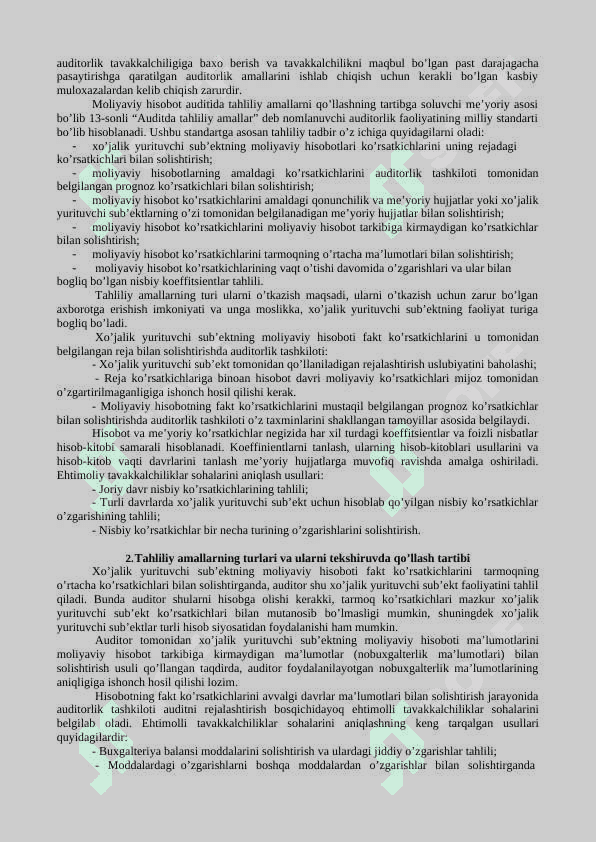 MAVZU: TAHLILIY AMALLAR 2