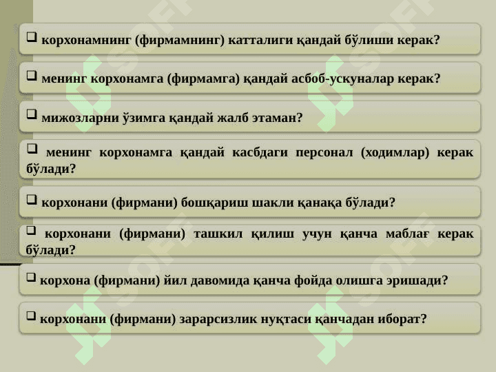 O'zbekistonda istiqbolli biznes rejalar . Ўзбекистонда истиқболли бизнес режалар 7