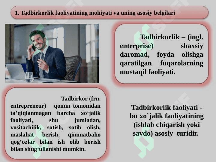 Tadbirkorlik turlari va shakllari 2