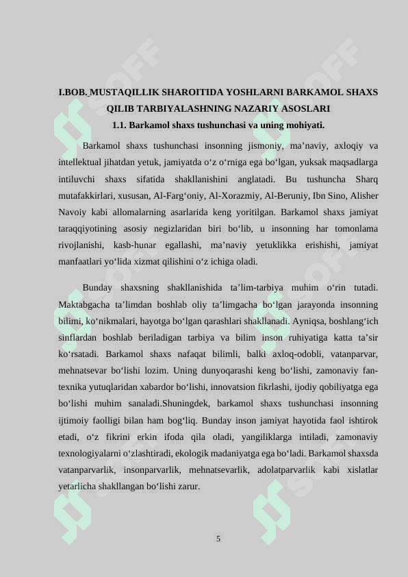MUSTAQILLIK SHAROITIDA YOSHLARNI BARKAMOL SHAXS QILIB TARBIYALASH SAMARADORLIGINI OSHIRISH 5