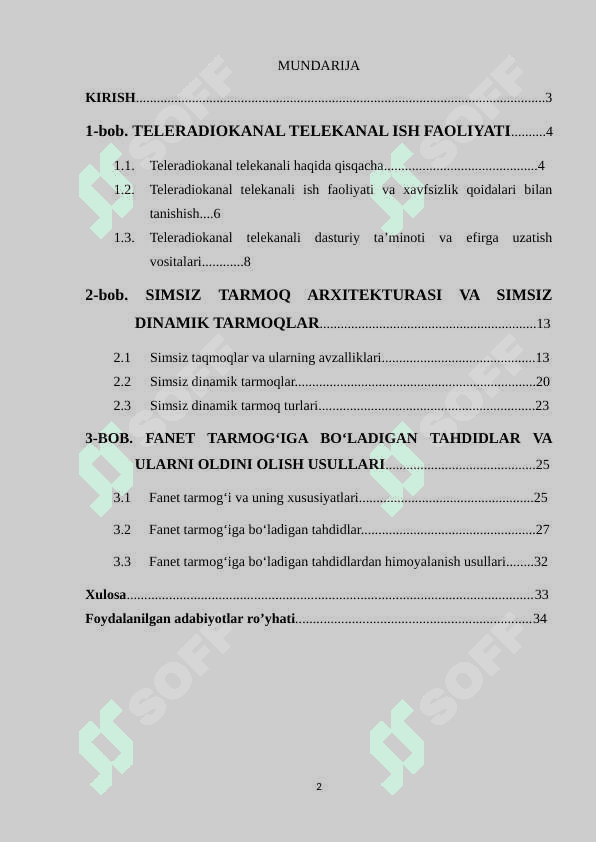 Teleradiokanal amaliyot hisoboti 2