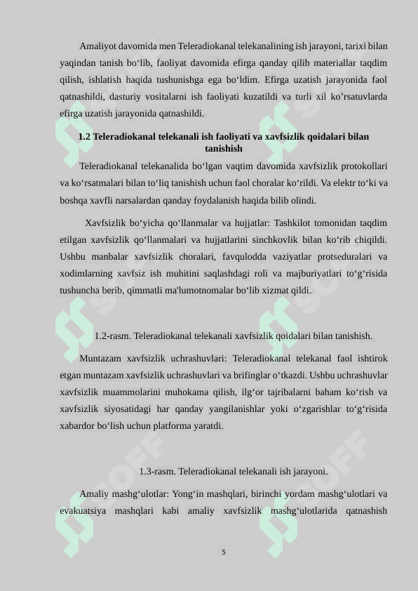 Teleradiokanal amaliyot hisoboti 5