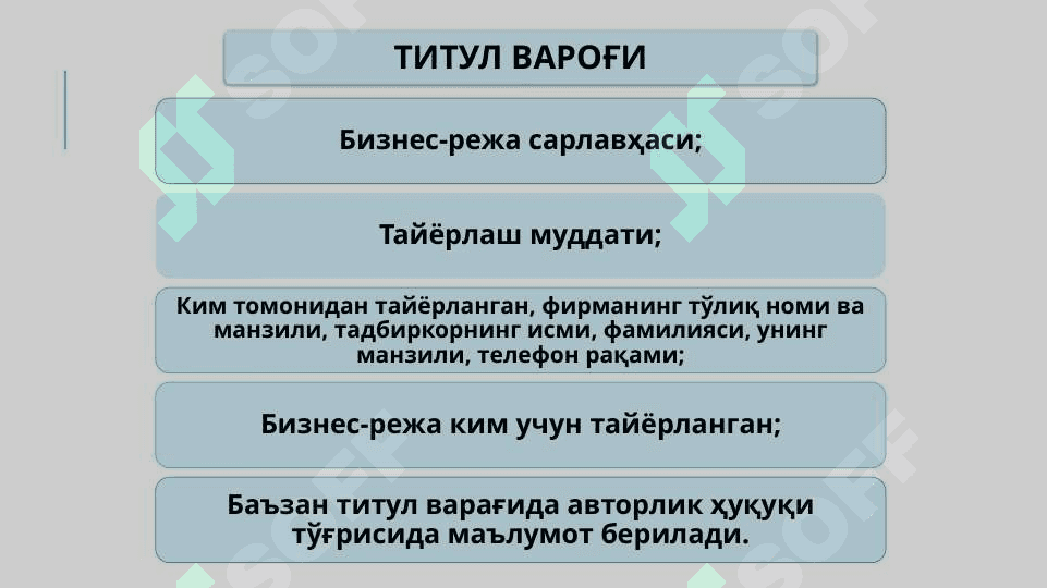 Бизнес ва тадбиркорлик олий мактаби  Бизнес-РЕЖА ТУЗиш 7