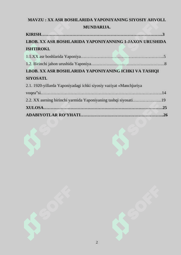 XX ASR BOSHLARIDA YAPONIYANING SIYOSIY AHVOLI. 2