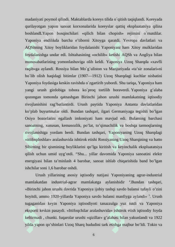 XX ASR BOSHLARIDA YAPONIYANING SIYOSIY AHVOLI. 6