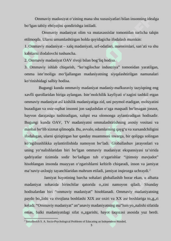 Ommaviy madaniyat va uning yoshlar ongiga salbiy ta’siri 6