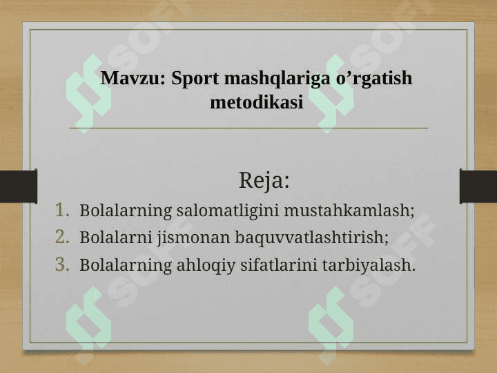 Sport mashqlariga o’rgatish metodikasi 2