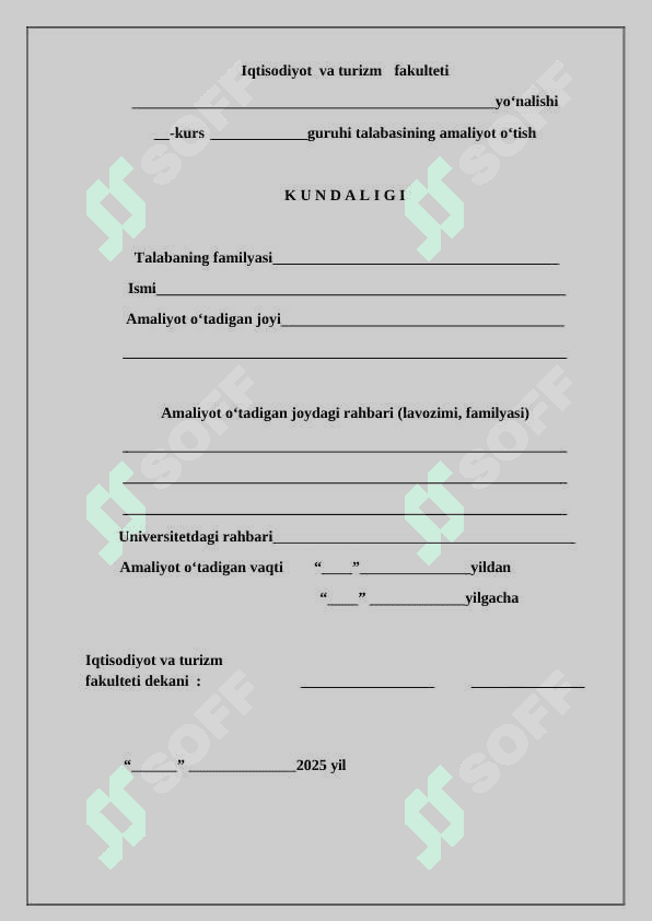 TALABANING AMALIYOT O‘TISH KUNDALIGI 2