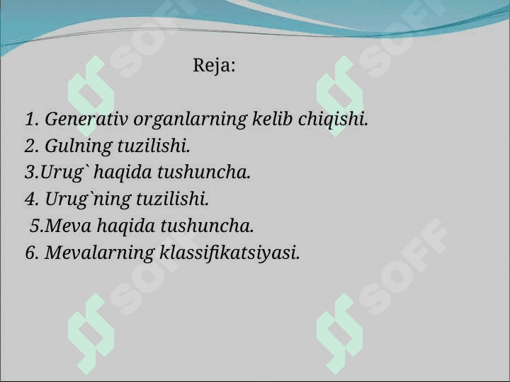Meva xillari va urug‘ tuzilishi.O‘simliklarni urug‘ va mevalar orqali tarqalishi. T.ppt 2