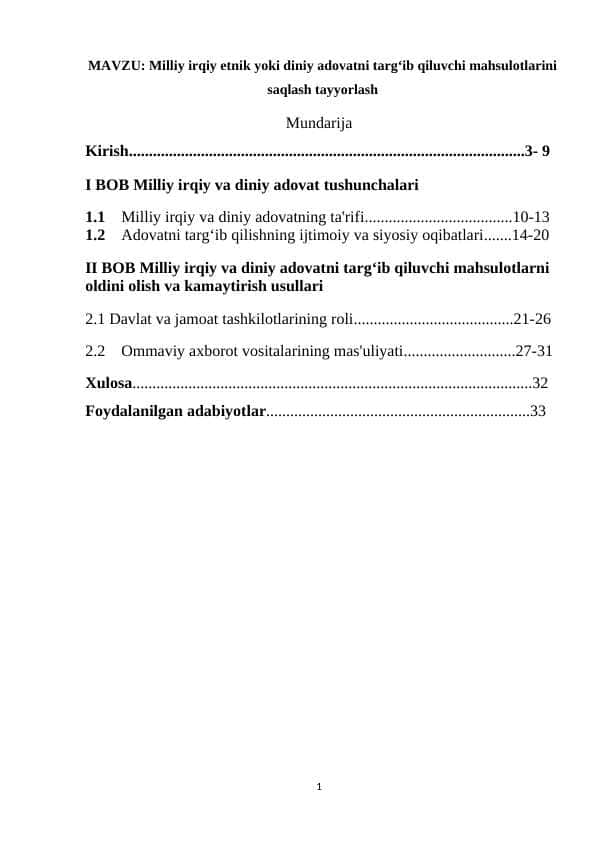 Milliy irqiy etnik yoki diniy adovatni targʻib qiluvchi mahsulotlarini saqlash tayyorlash k.docx