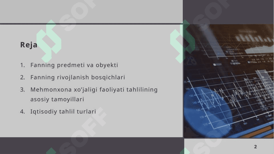 Mehmonxona xo’jaligida faoliyat tahlili faniga kirish 2