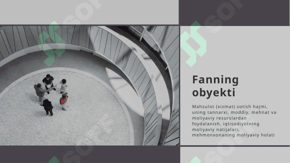 Mehmonxona xo’jaligida faoliyat tahlili faniga kirish 7
