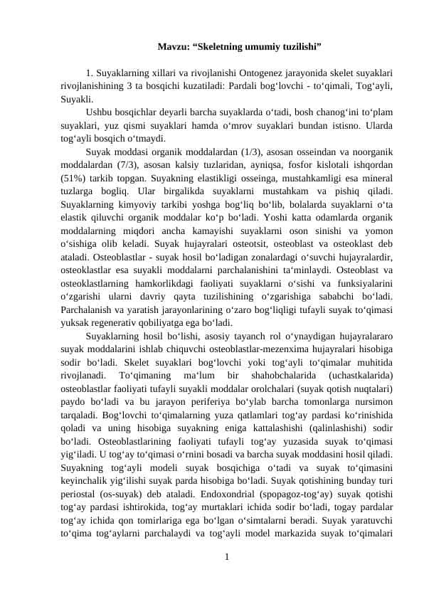 Skeletning umumiy tuzilishi 1