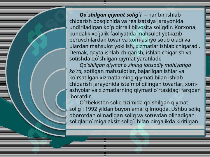 QO`SHILGAN QIYMAT SOLIG`I 3