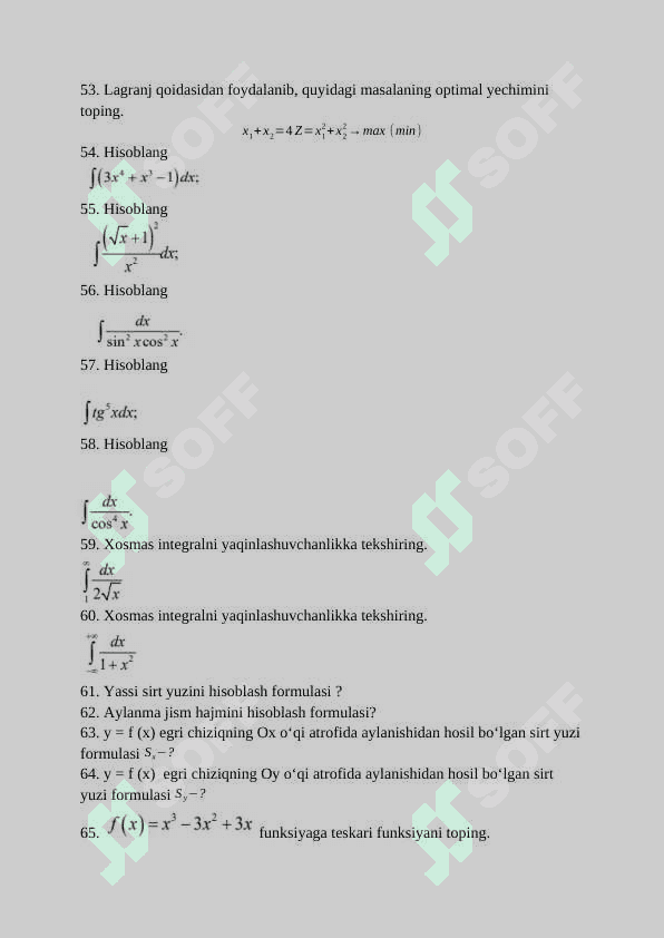 Matematika yakuni savollar 3