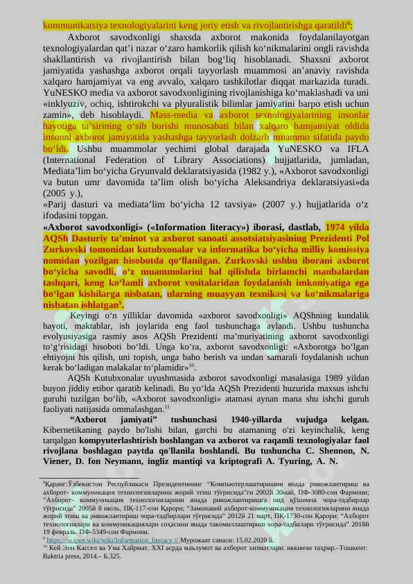Mavzu: Axborotning jamiyatdagi o‘rni va  ahamiyati 4
