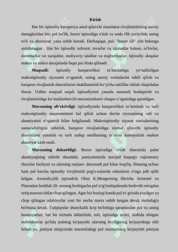 Makroiqtisodiy barqarorlashtirish siyosati va iqtisodiyotni barqaror rivojlantirish sharoitlarini shakllantirish 2